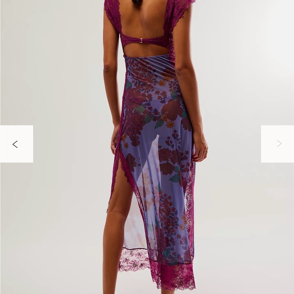 Free People Floral Lace Dress in Burgundy and Purple